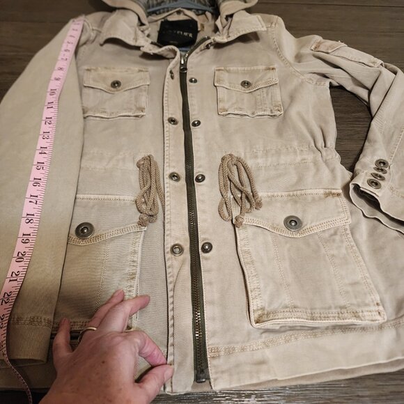 L’atelier Hooded Utility Jacket with Drawstring Waist NWOT Tan Med - Picture 11 of 15